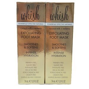WHISH EXFOLIATING FOOT MASK COCONUT MILK VERBENA 2.5 oz (2-Pack) NEW NIB